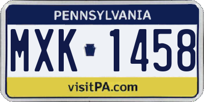 PA license plate MXK1458