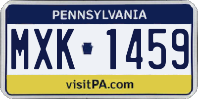 PA license plate MXK1459