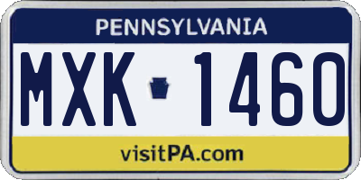 PA license plate MXK1460
