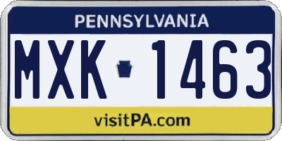 PA license plate MXK1463