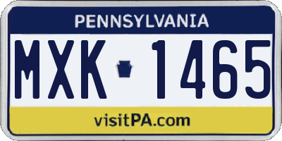 PA license plate MXK1465