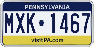 PA license plate MXK1467
