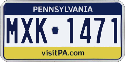 PA license plate MXK1471