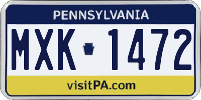 PA license plate MXK1472