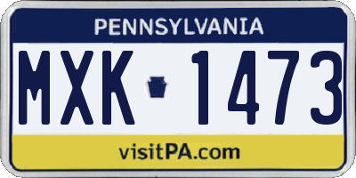 PA license plate MXK1473