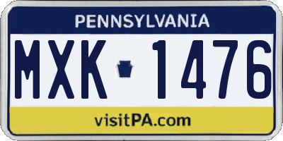 PA license plate MXK1476