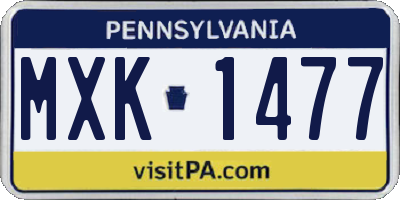 PA license plate MXK1477