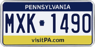 PA license plate MXK1490