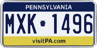 PA license plate MXK1496