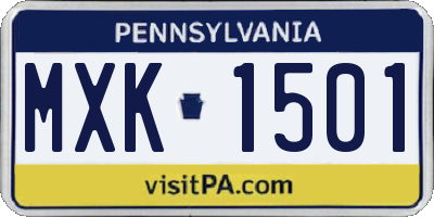 PA license plate MXK1501