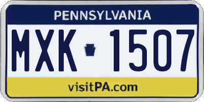 PA license plate MXK1507