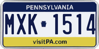 PA license plate MXK1514