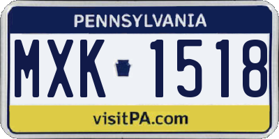PA license plate MXK1518
