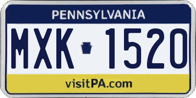 PA license plate MXK1520
