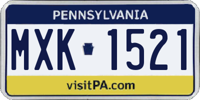PA license plate MXK1521