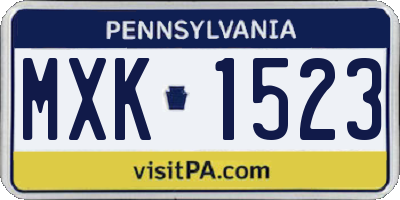 PA license plate MXK1523