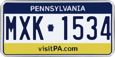 PA license plate MXK1534