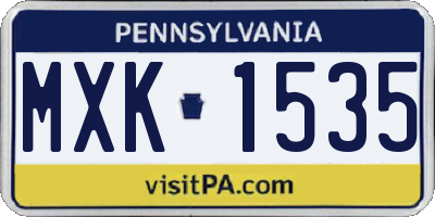 PA license plate MXK1535