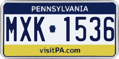 PA license plate MXK1536