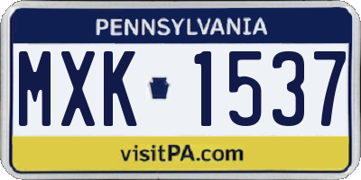 PA license plate MXK1537