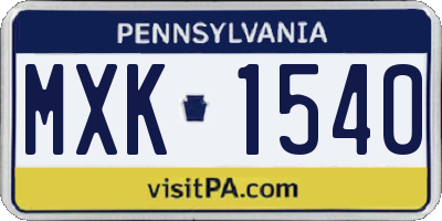 PA license plate MXK1540