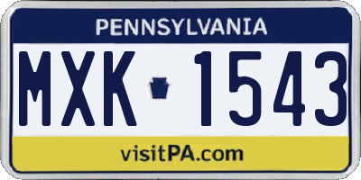 PA license plate MXK1543