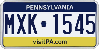 PA license plate MXK1545