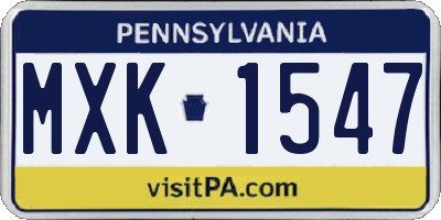 PA license plate MXK1547