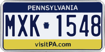 PA license plate MXK1548