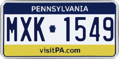 PA license plate MXK1549