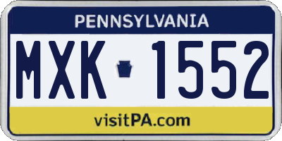 PA license plate MXK1552