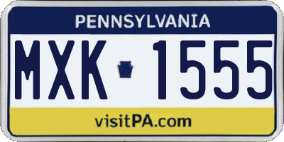 PA license plate MXK1555