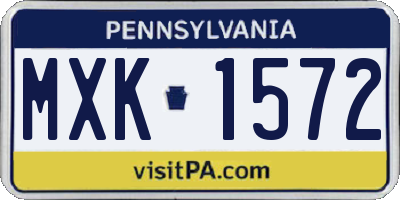 PA license plate MXK1572