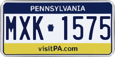 PA license plate MXK1575