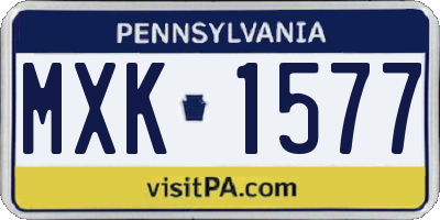 PA license plate MXK1577