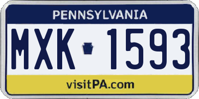 PA license plate MXK1593