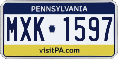 PA license plate MXK1597