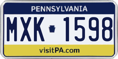 PA license plate MXK1598