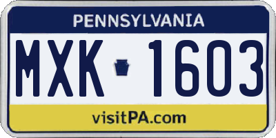 PA license plate MXK1603