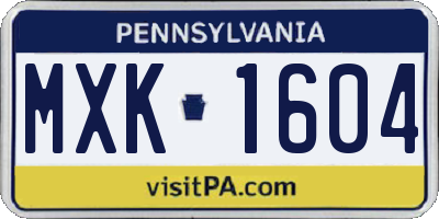 PA license plate MXK1604