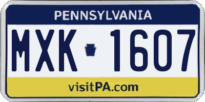 PA license plate MXK1607