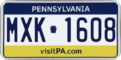 PA license plate MXK1608