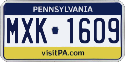 PA license plate MXK1609
