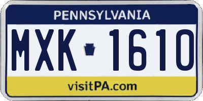 PA license plate MXK1610