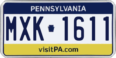 PA license plate MXK1611