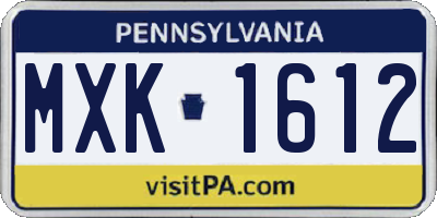 PA license plate MXK1612