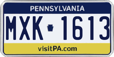 PA license plate MXK1613