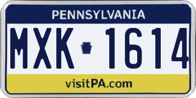 PA license plate MXK1614