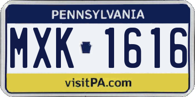 PA license plate MXK1616