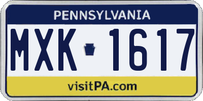 PA license plate MXK1617